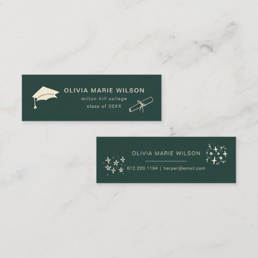 ミニマリスト卒業アイコン名刺フォレスト緑 スキニー名刺 (正面/裏面)