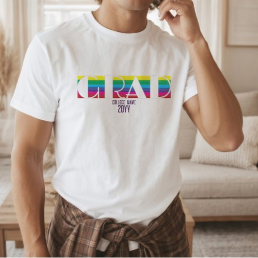 ミニマリスト卒業ストライプパターン Tシャツ