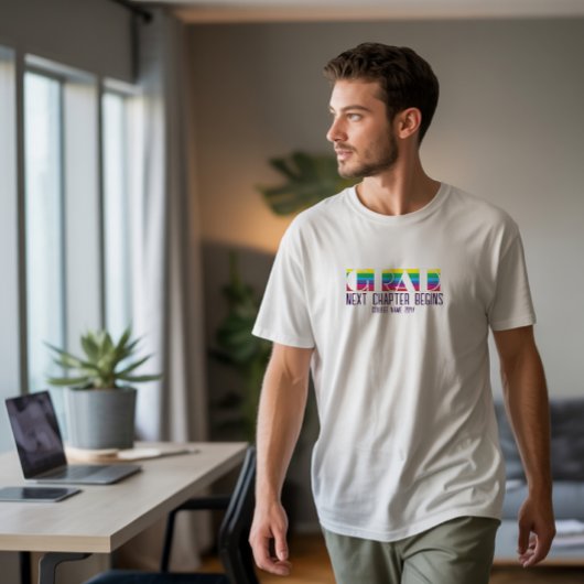 ミニマリスト卒業ストライプパターン Tシャツ