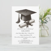 ミニマリスト卒業パーティー招待状とブラック 招待状 (スタンド正面)