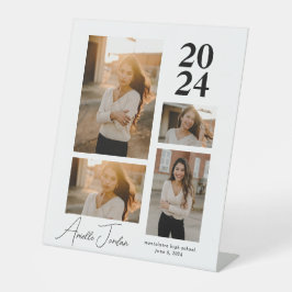 ミニマリスト卒業年箔招待状 台座サイン