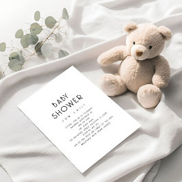 ミニマリスト単文字白黒ベビーシャワー 招待状