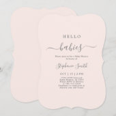 ミニマリスト双子女の子ベビーシャワーの招待状 招待状 (正面/裏面)