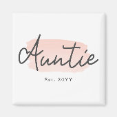 ミニマリスト叔母ベビーピンクブラシストローク新しい叔母 マグネット (正面)