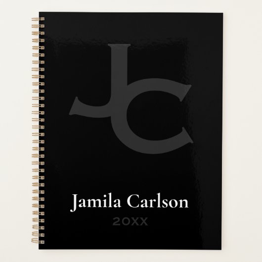 ミニマリスト名のイニシャルを切り取るモダン プランナー手帳 (正面)