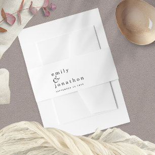 ミニマリスト名の日付白黒結婚 招待状ベリーバンド