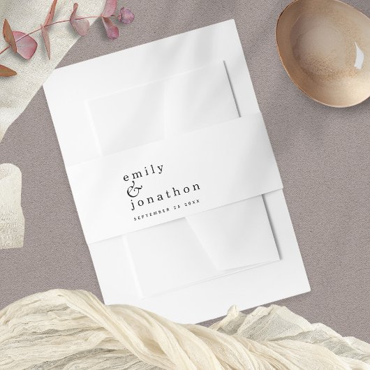 ミニマリスト名の日付白黒結婚 招待状ベリーバンド