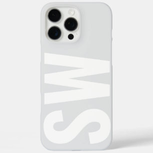 ミニマリスト名イニシャルグレーホワイトカスタムモノグラム iPhone 16 PRO MAXケース