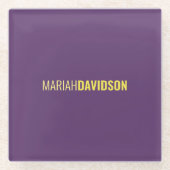 ミニマリスト名プロフェッショナルインディゴ&イエロー ガラスコースター (正面)