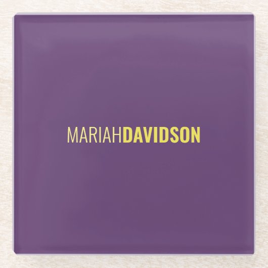 ミニマリスト名プロフェッショナルインディゴ&イエロー ガラスコースター (正面)