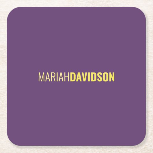 ミニマリスト名プロフェッショナルインディゴ&イエロー スクエアペーパーコースター (正面)