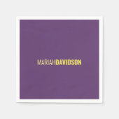 ミニマリスト名プロフェッショナルインディゴ&イエロー スタンダードカクテルナプキン (正面)