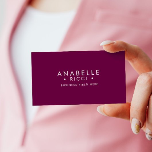 ミニマリスト名 | Sans Serifフォント型 |ダークピンク 名刺