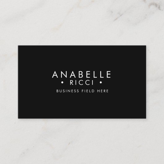 ミニマリスト名 | Sans Serifフォント型 |黒 名刺 (正面)