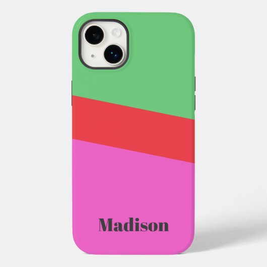 ミニマリスト名Neon ColorBlockピンクと緑 Case-Mate iPhoneケース (裏面)