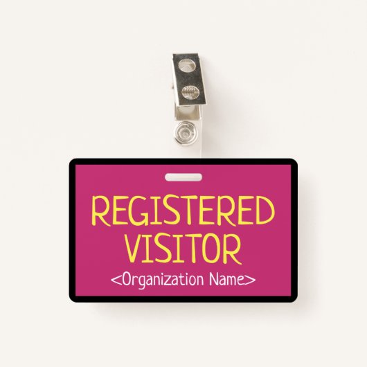 ミニマリスト向けの「REGISTERED VISITOR」バッジ バッジ (正面クリップ)