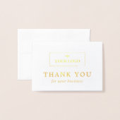 ミニマリスト向けホワイト&金ゴールド、ロゴありがとう 箔カード (封筒付き正面)