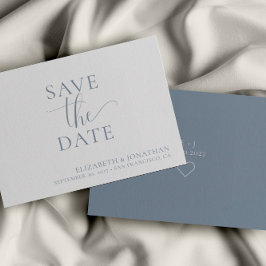 ミニマリスト埃っぽいブルーウェディング日付カードを保存 招待状