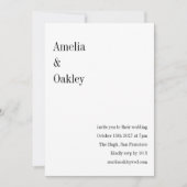 ミニマリスト基本エレガントホワイトシモダンック結婚ス 招待状 (正面)