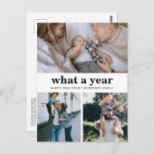 ミニマリスト基本What a year Happy New Year ポストカード (正面/裏面)