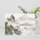 ミニマリスト墨絵の神秘的な禅山水画 案内状 (スタンド正面)
