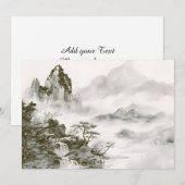 ミニマリスト墨絵の神秘的な禅山水画 案内状 (正面/裏面)