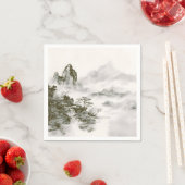 ミニマリスト墨絵の神秘的な禅山水風景 スタンダードカクテルナプキン (インサイチュ)