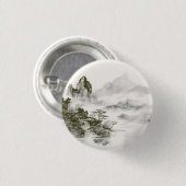 ミニマリスト墨絵の神秘的な禅山水風景 缶バッジ (正面&裏面)