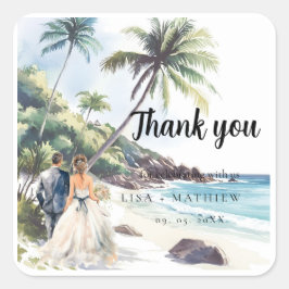 ミニマリスト夏ビーチ目的地の結婚式 スクエアシール