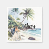 ミニマリスト夏ビーチ目的地の結婚式 スタンダードカクテルナプキン (正面)