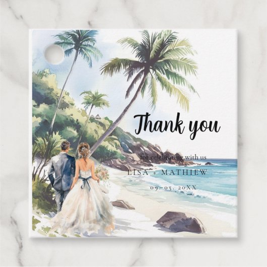 ミニマリスト夏ビーチ目的地の結婚式 フェイバータグ (正面)