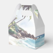 ミニマリスト夏ビーチ目的地の結婚式 フェイバーボックス (裏面サイド)