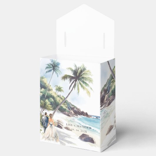 ミニマリスト夏ビーチ目的地の結婚式 フェイバーボックス (オープン)