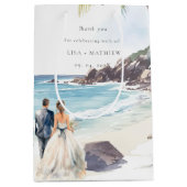 ミニマリスト夏ビーチ目的地の結婚式 ミディアムペーパーバッグ (正面)