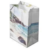 ミニマリスト夏ビーチ目的地の結婚式 ミディアムペーパーバッグ (裏面アングル)