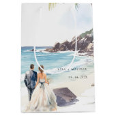 ミニマリスト夏ビーチ目的地の結婚式 ミディアムペーパーバッグ (正面)