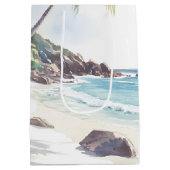 ミニマリスト夏ビーチ目的地の結婚式 ミディアムペーパーバッグ (裏面)