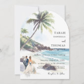 ミニマリスト夏ビーチ目的地の結婚式 招待状 (正面)