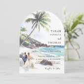 ミニマリスト夏ビーチ目的地の結婚式 招待状 (スタンド正面)
