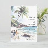 ミニマリスト夏ビーチ目的地の結婚式 招待状 (スタンド正面)