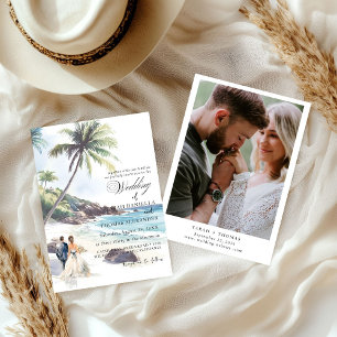 ミニマリスト夏ビーチ目的地の結婚式 招待状