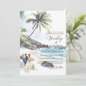 ミニマリスト夏ビーチ目的地の結婚式 招待状 (スタンド正面)