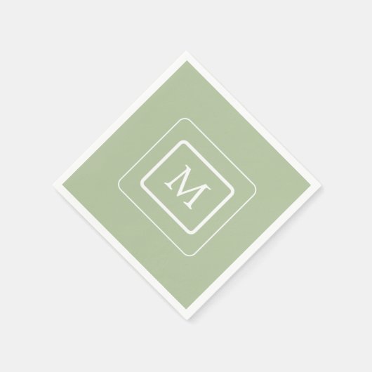 ミニマリスト多肉性グリーン | モノグラム紙ナプキン スタンダードカクテルナプキン (角)