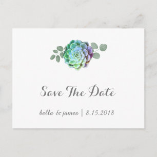 ミニマリスト多肉植物 Save The Date ポストカード
