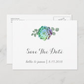 ミニマリスト多肉植物 Save The Date ポストカード (正面/裏面)