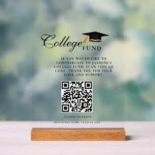 ミニマリスト大学ファンドQRコードの署名の卒業 アクリルサイン