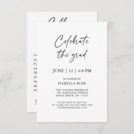 ミニマリスト大学卒業基金ギフト登録簿 エンクロージャーカード (正面/裏面)