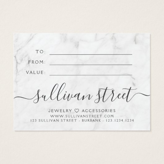 ミニマリスト大理石スモールビジネスギフト証明書 (裏面)