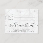 ミニマリスト大理石スモールビジネスギフト証明書 コーリングカード (裏面)