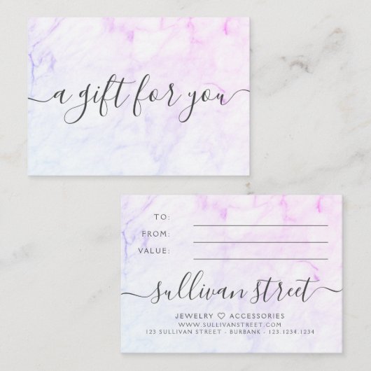 ミニマリスト大理石スモールビジネスギフト証明書 ノートカード (正面/裏面)